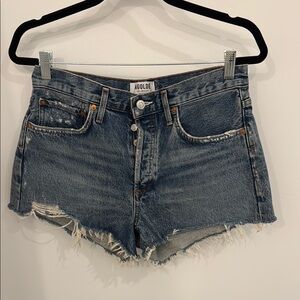 Agolde Blue Jean Shorts High-Waisted Distressed